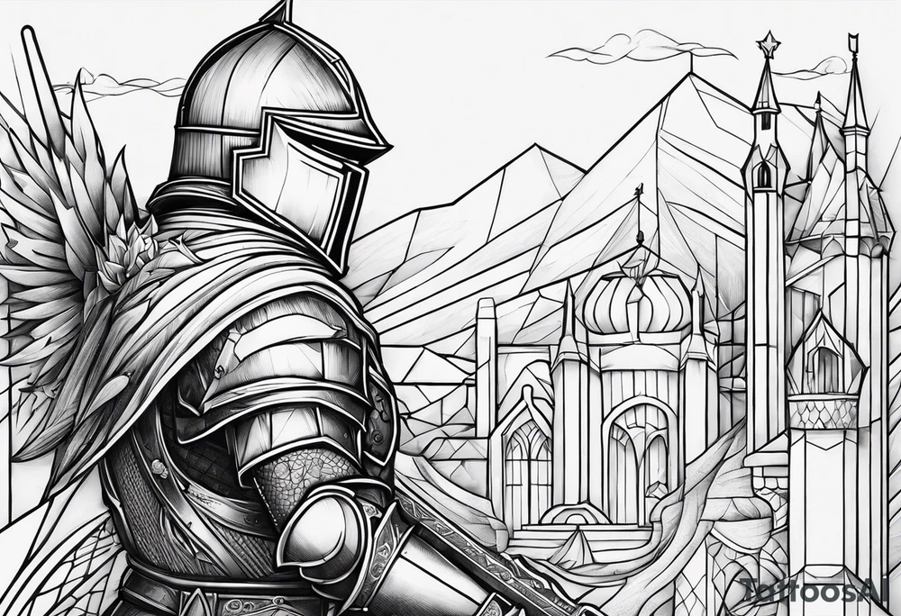 starts with a line then says “knight” in the middle and ends with a line at the end tattoo idea