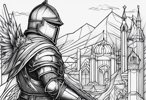 starts with a line then says “knight” in the middle and ends with a line at the end tattoo idea