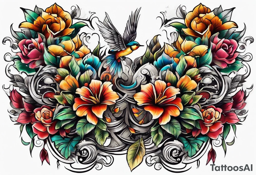 full body tattoo on the back from top to bottom on paper tattoo idea