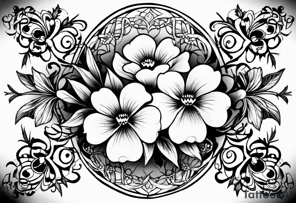 tattoo to represent that I have 3 children (girls). For inspiration I like flowers, the beach. Tattoo is for ribcage down side of body. I don't want images of women or girls in it tattoo idea