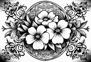 tattoo to represent that I have 3 children (girls). For inspiration I like flowers, the beach. Tattoo is for ribcage down side of body. I don't want images of women or girls in it tattoo idea