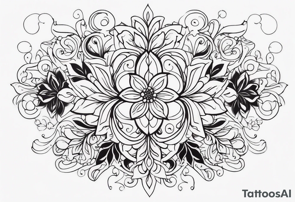 Flowers with swirls tattoo idea