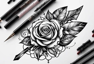 five Indian arrows going through a single rose on a forearm tattoo idea