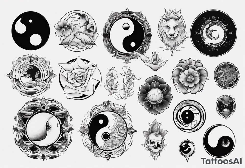 Rock with the style of ying and yang tattoo idea
