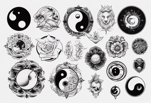 Rock with the style of ying and yang tattoo idea