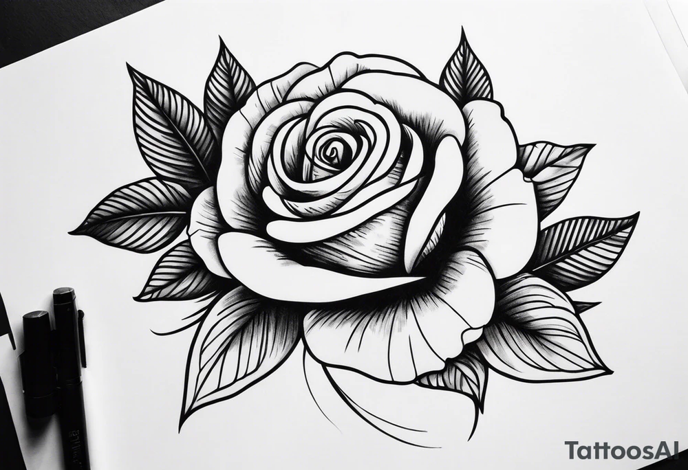 a rose on a pistol tattoo idea