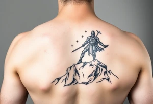3d Powerful knight on the hillside tattoo idea
