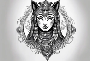 Bastet woman full figure tattoo idea