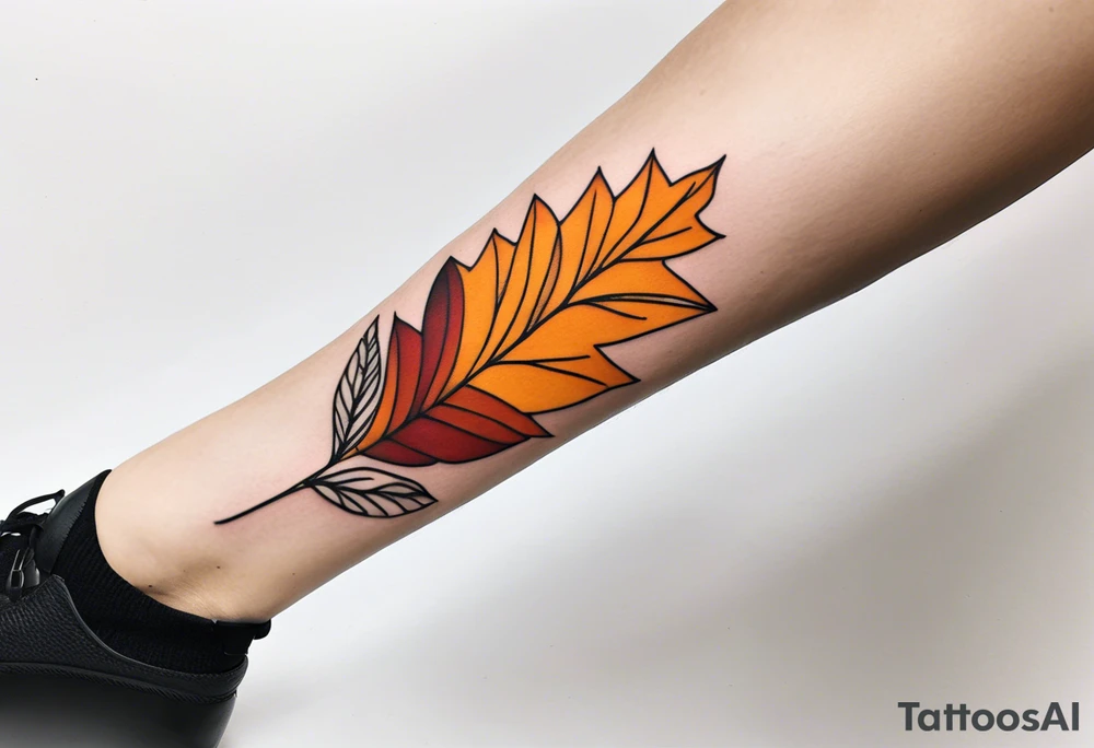 knee tattoo in fall color masculine tattoo idea