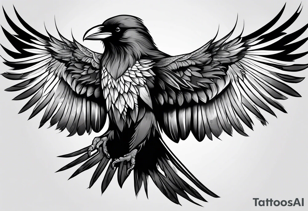 crow with open wings tattoo idea