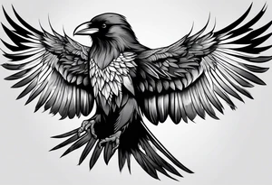 crow with open wings tattoo idea