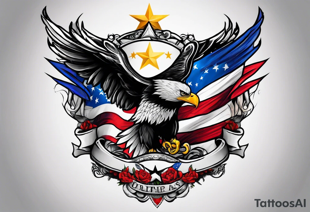 Tattoo design that incorporates the United States flag and the Philippines flag tattoo idea