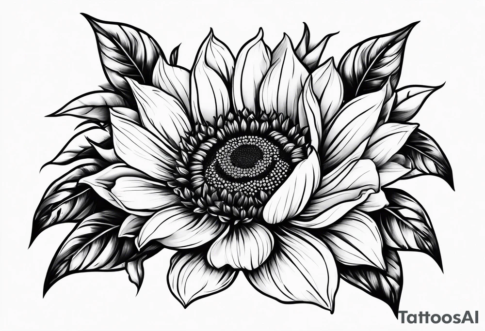 Sunflower spray rose carnations tattoo idea