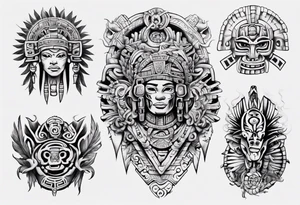 Mayan back pieces tattoo idea