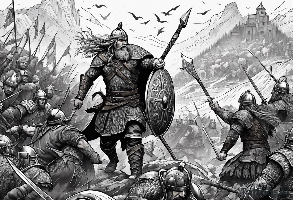 Viking battle scene to go on a back tattoo idea