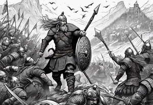 Viking battle scene to go on a back tattoo idea