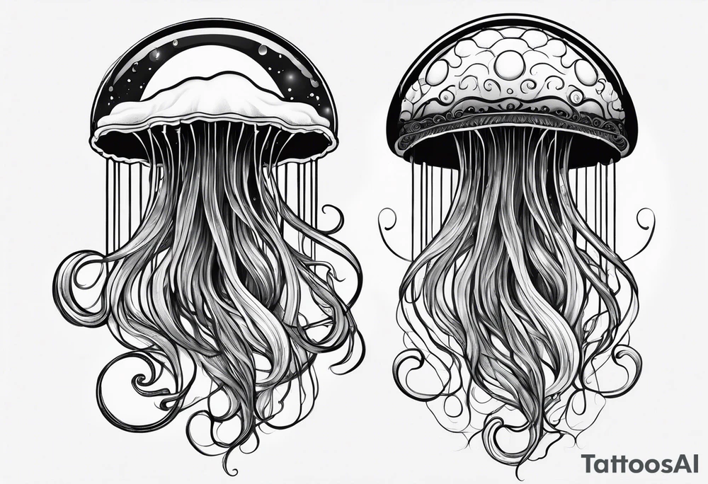 A universe inside a mystical jellyfish with long flowing tentacles tattoo idea A universe inside a mystical jellyfish with long flowing tentacles tattoo idea