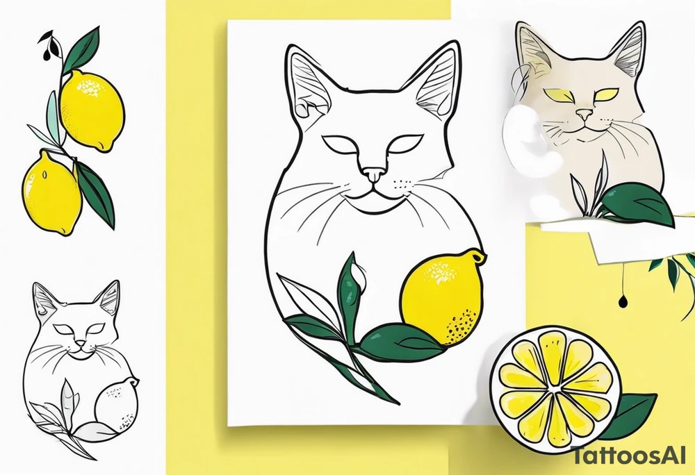 a combination between a lemon and a cat paw tattoo idea