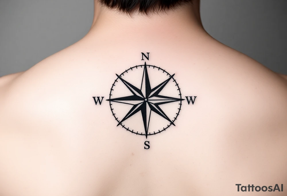 Nautical star at a compass with the only direction that points north other directors are broken off with things like failure yourself to seat, death, and other negative aspects of life at the end of each tattoo idea