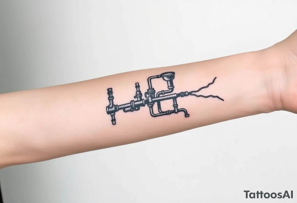 wide System of pipes that transitions and transforms at the end into thick, widespread 
veins of forearm tattoo idea