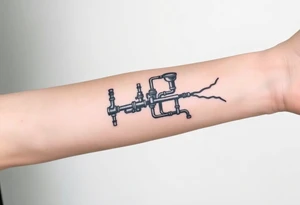 wide System of pipes that transitions and transforms at the end into thick, widespread 
veins of forearm tattoo idea