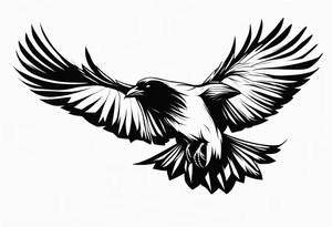 Dramatic Raven in Flight tattoo idea