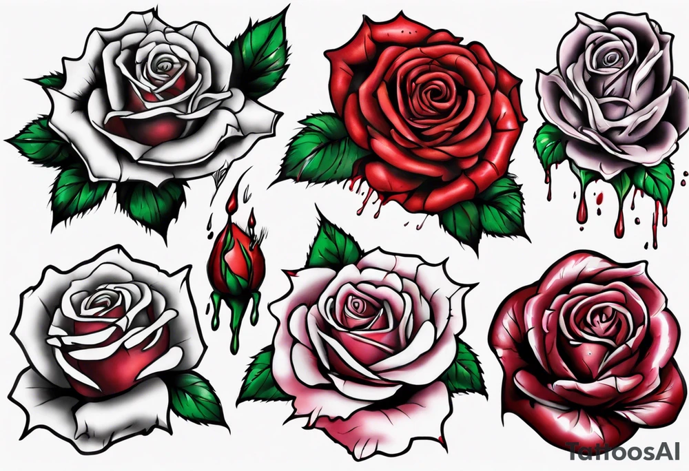 the top of a rose that is bleeding tattoo idea