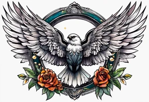 wings with a halo above them tattoo idea
