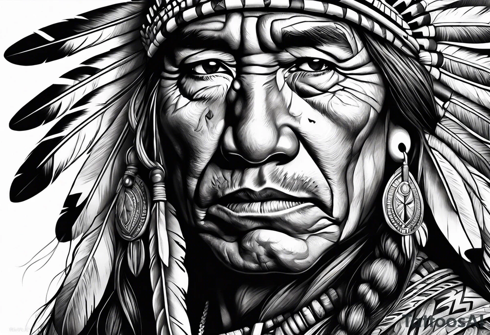 Native American With Rifle tattoo idea