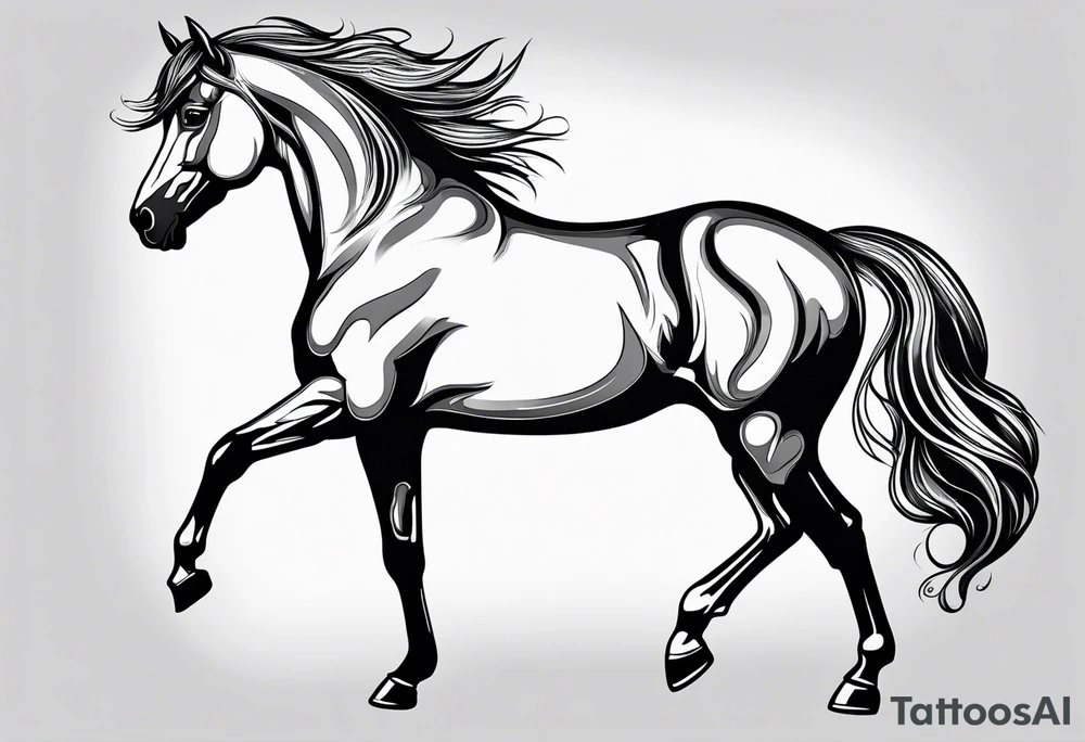 Line tattoo of a horse tattoo idea