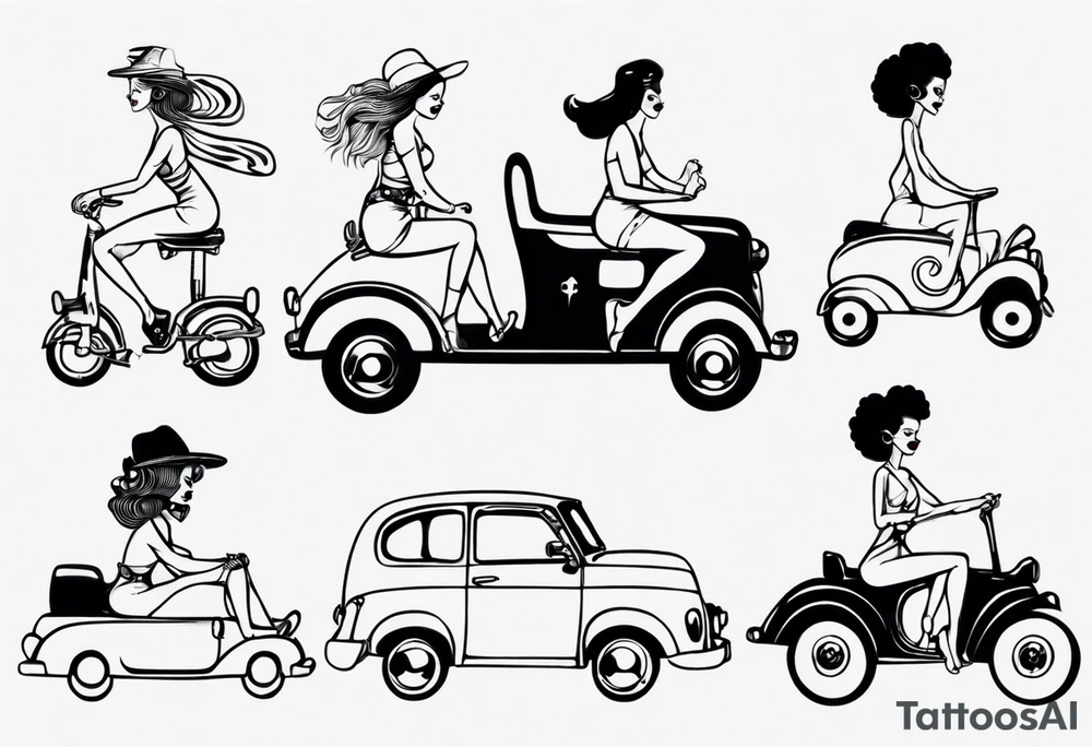 Betty boob riding car tattoo idea