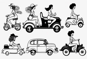 Betty boob riding car tattoo idea