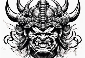 Japanese oni mask samurai without horns tattoo idea
