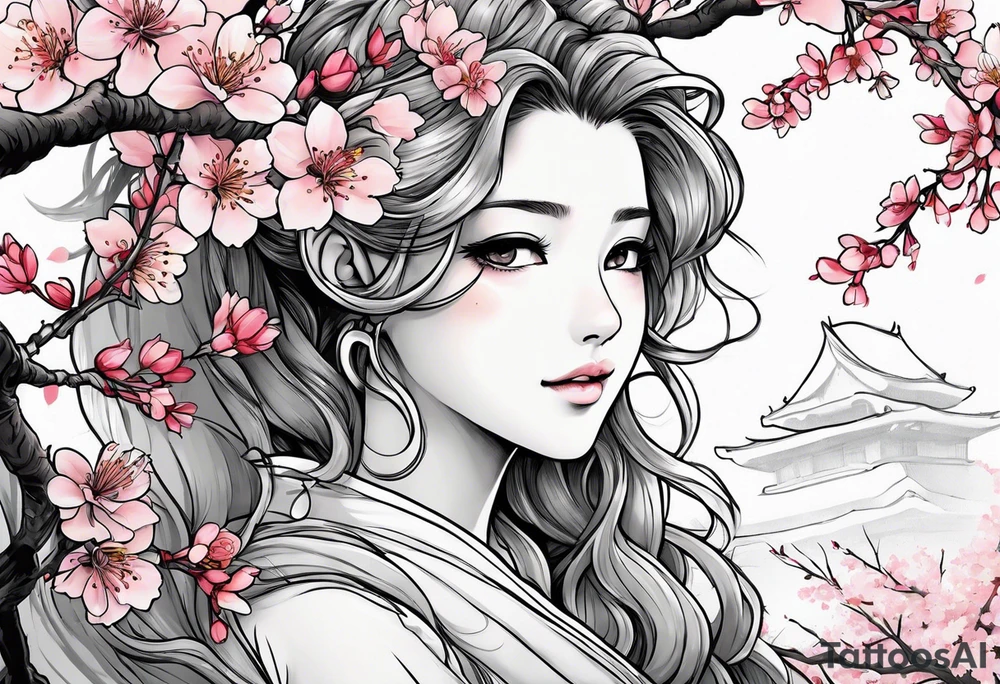 Cherry blossoms aerith Gainsborough wedding tattoo idea