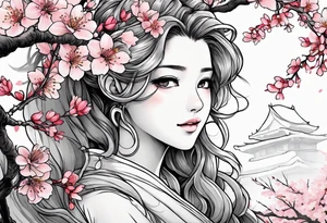 Cherry blossoms aerith Gainsborough wedding tattoo idea