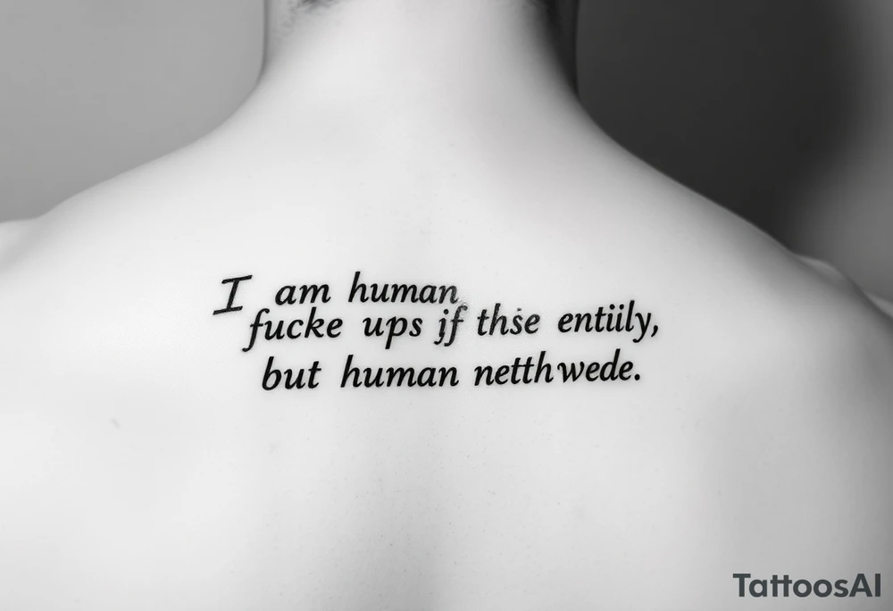 A semicolon made of the words "I am human, fucked up in my entirety, but human nonetheless." tattoo idea