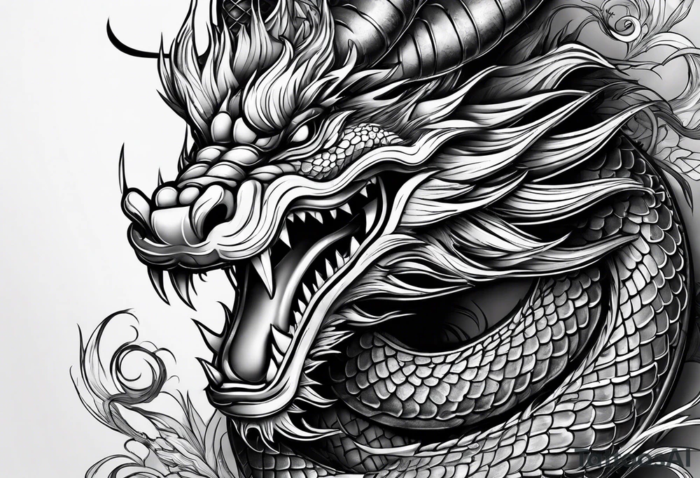 Asian dragon pipe tattoo idea