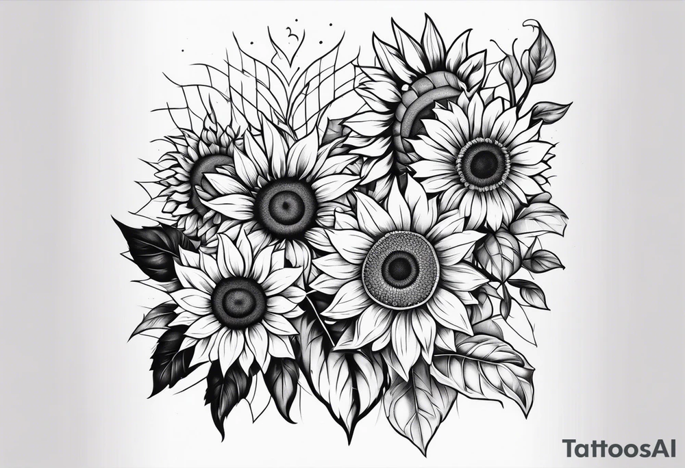 family with sunflowers tattoo idea