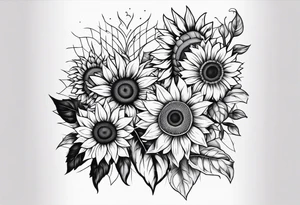 family with sunflowers tattoo idea