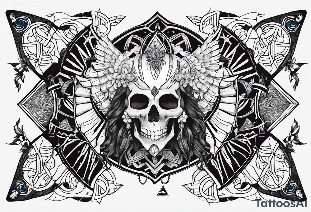 kali ma, alien goddess, valkrye, aries, pirate, divine feminine, zenza resonance, pachamama, lotus azul, blank panther, eagle, skull, 5D, nueva gaya, dna 12, left side chest tatoo tattoo idea
