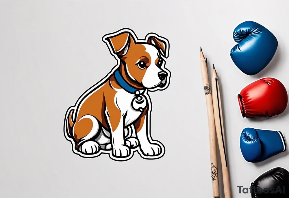 Cute Dog with boxing gloves, boxing coach tattoo idea