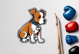 Cute Dog with boxing gloves, boxing coach tattoo idea