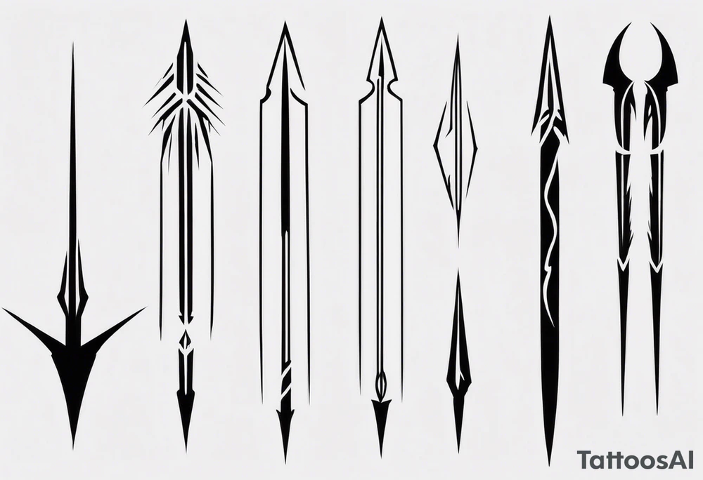 2 parallel spears pointing upwards tattoo idea