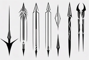 2 parallel spears pointing upwards tattoo idea