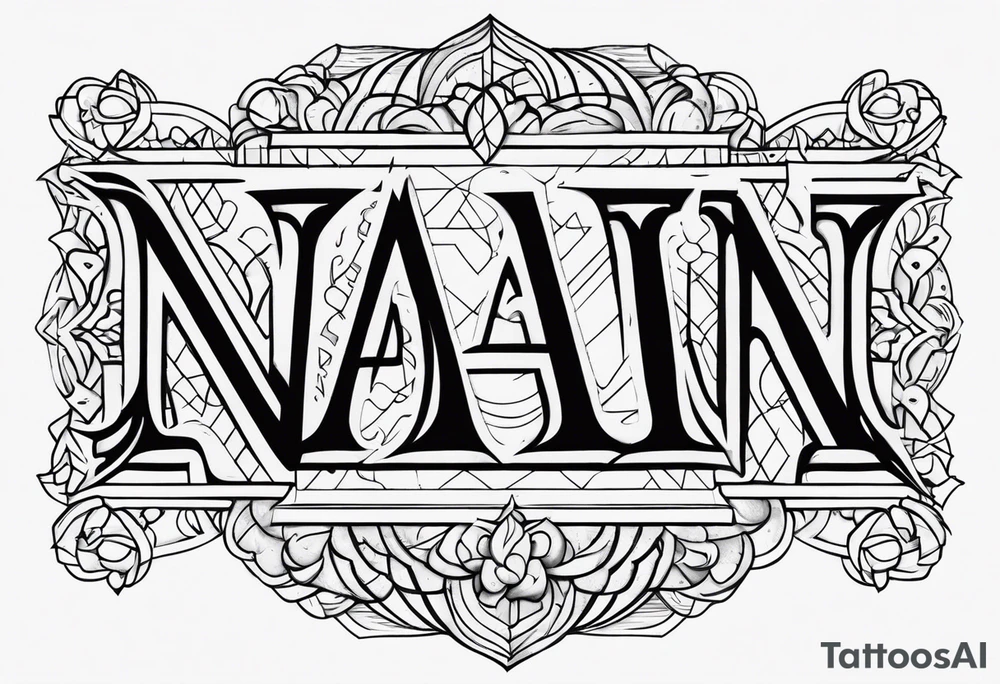 Write the word Nain in horizontally tattoo idea