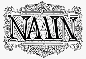 Write the word Nain in horizontally tattoo idea