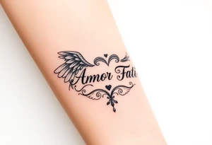 “Amor Fati” with wings tattoo idea