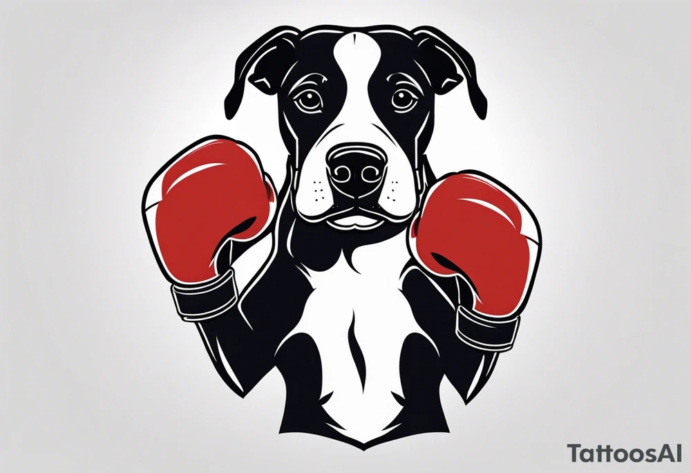 Dog with boxing gloves, boxing coach tattoo idea