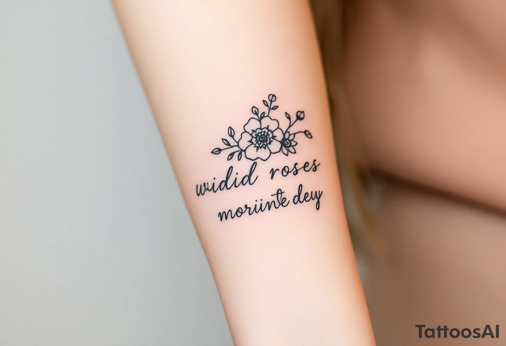 vintage bouquet of wild roses and meadow flowers with morning dew tattoo idea