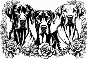 4 Great Danes together tattoo idea